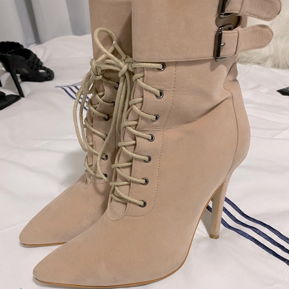 Suede ankle boots.
